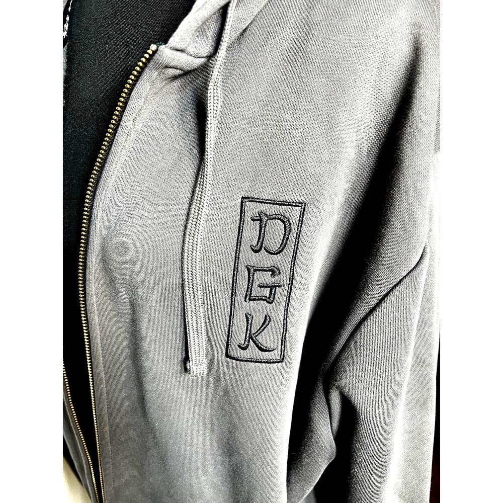 DGK Zen Full Zip Fleece Hoodie Embroidered Cherry Blossoms Drawcord Hood Mens XL - Picture 5 of 14